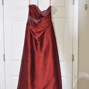 Maroon and Silver Corset Prom Dress
